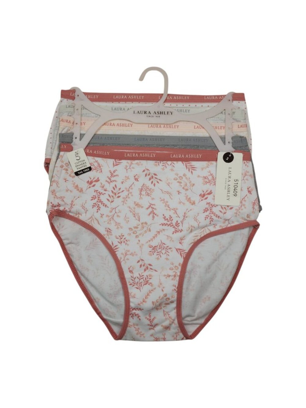 Laura Ashley Womens Tag Free Cotton Spandex Panties 5 Pack Small Floral & Solid